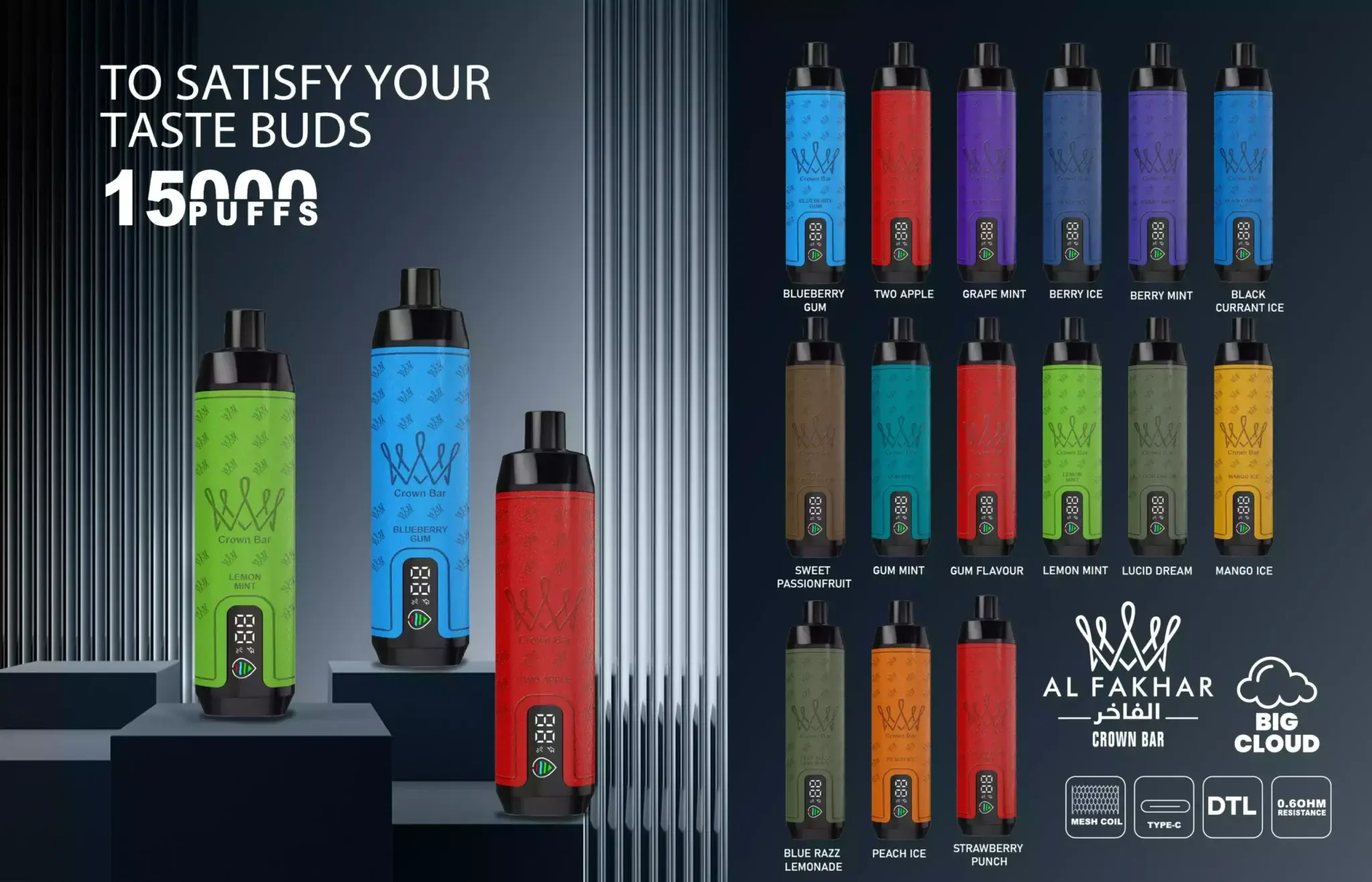 Al Fakhar Crown Bar 15000 Puffs Vape