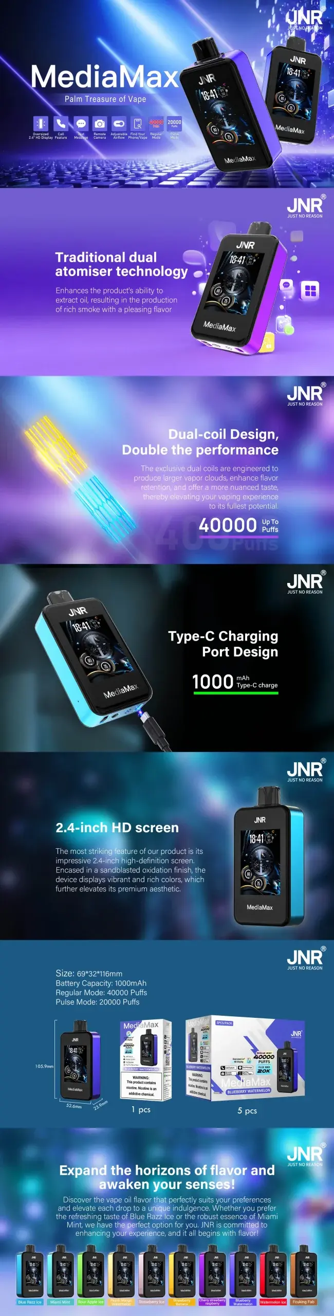 JNR Media Max 40000 Puffs Disposable Vape